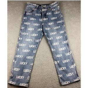 Lucky Brand Jeans Totally Lucky Pins Allover Printed High Rise Taper Women Sz 29